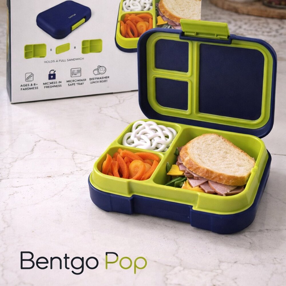 Bentgo Pop Leak Proof Bento Lunch Box‎ Removable Divider Blue & Green 5 Cup